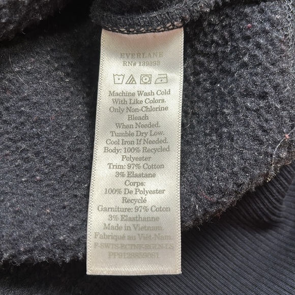 Everlane The ReNew Fleece Teddy Oversized Crew Neck Black Pullover Sweater - Picture 3 of 5